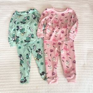 Disney Kids Pajama Sets - Green and Pink 3T
